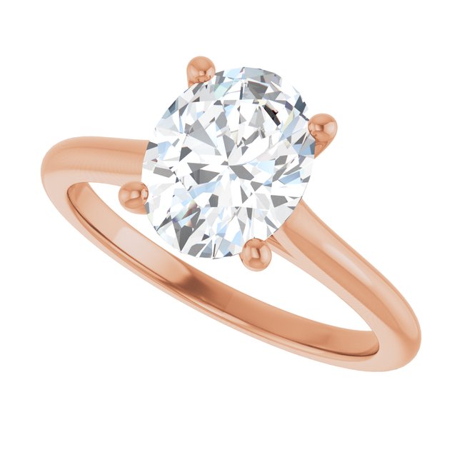 AUDREY Solitaire Oval Engagement Ring - 18K Rose Gold - View 5