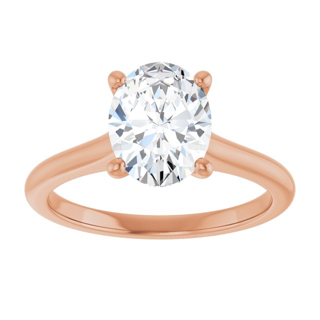 AUDREY Solitaire Oval Engagement Ring - 18K Rose Gold - View 3