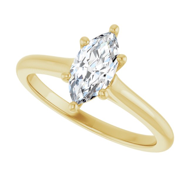 AUDREY Solitaire Marquise Engagement Ring - 18K Yellow Gold - View 5