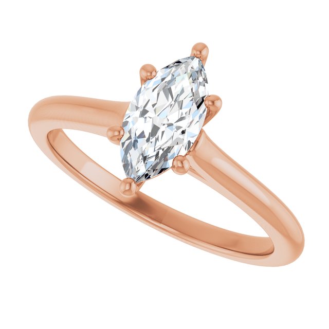AUDREY Solitaire Marquise Engagement Ring - 18K Rose Gold - View 5