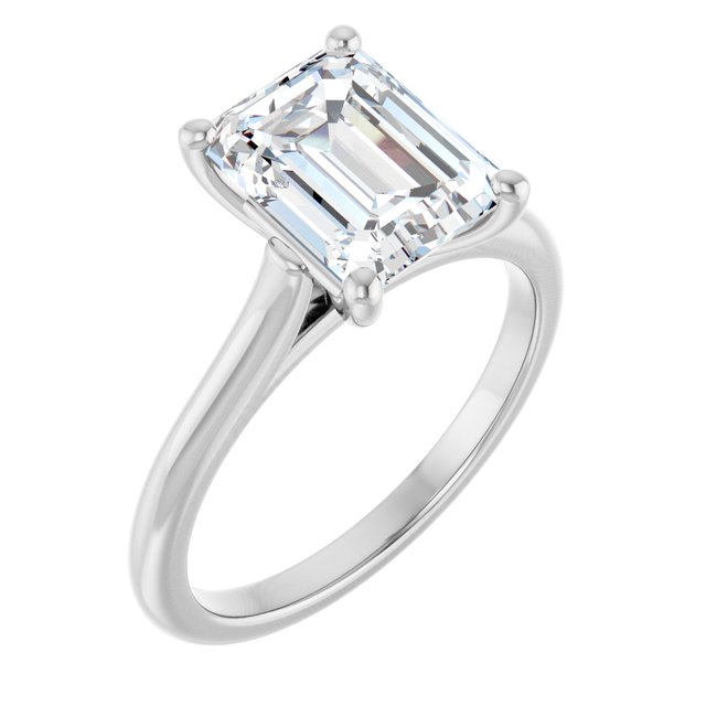 AUDREY Solitaire Emerald Engagement Ring - Platinum - View 1