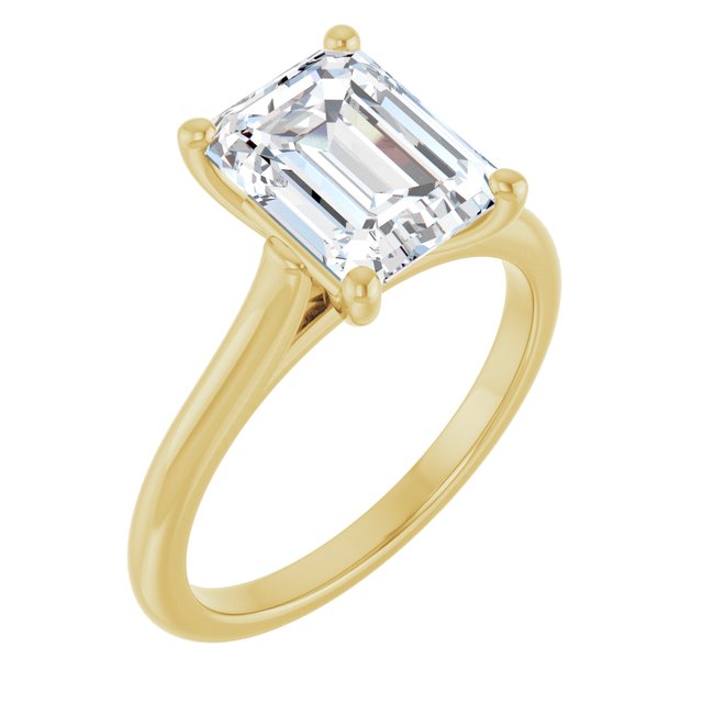 AUDREY Solitaire Emerald Engagement Ring - 18K Yellow Gold - View 1