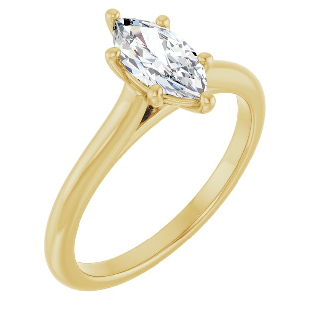 AUDREY Solitaire Marquise Engagement Ring - 18K Yellow Gold - View 1