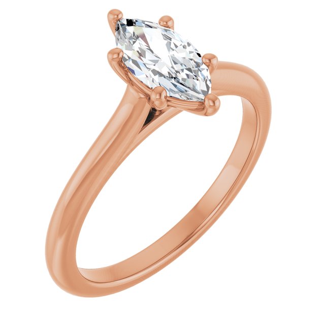 AUDREY Solitaire Marquise Engagement Ring - 18K Rose Gold - View 1