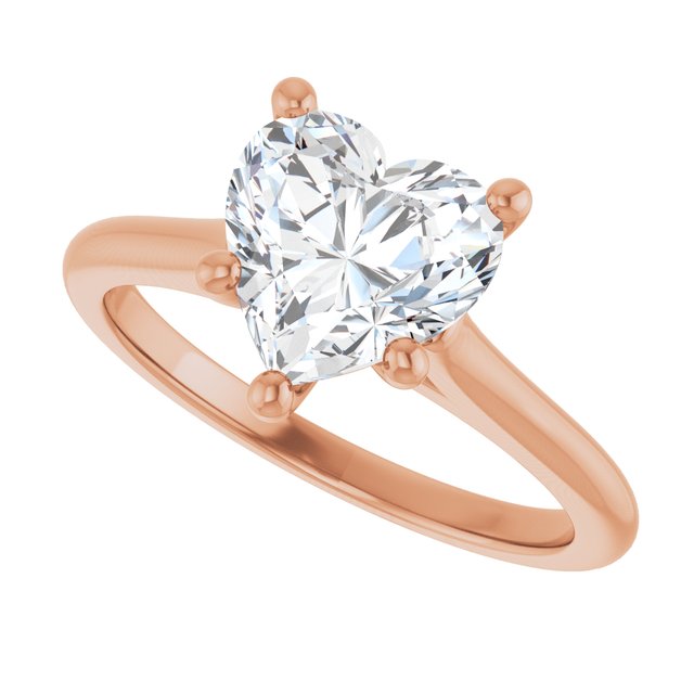 AUDREY Solitaire Heart Engagement Ring - 18K Rose Gold - View 5