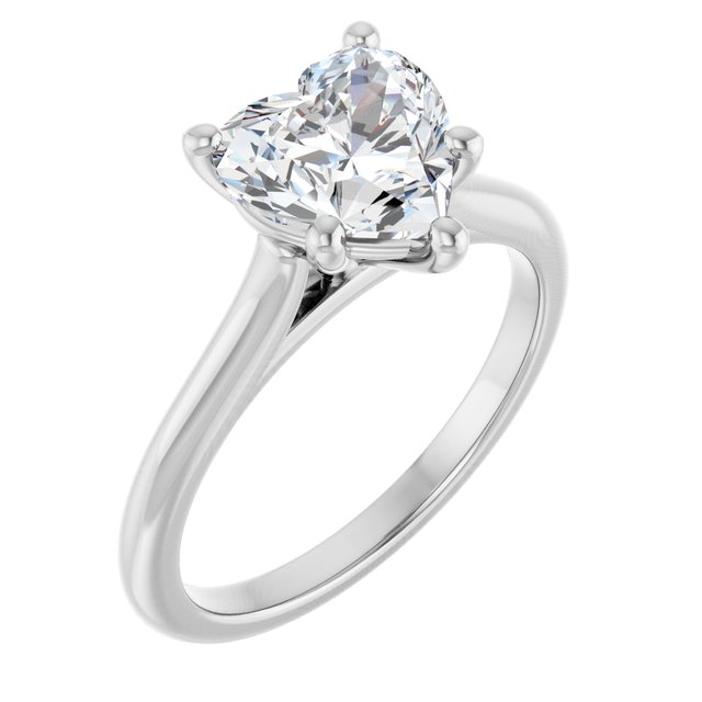 AUDREY Solitaire Heart Engagement Ring - Platinum - View 1