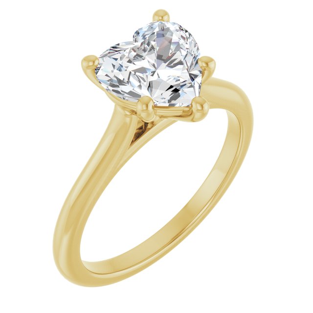 AUDREY Solitaire Heart Engagement Ring - 18K Yellow Gold - View 1
