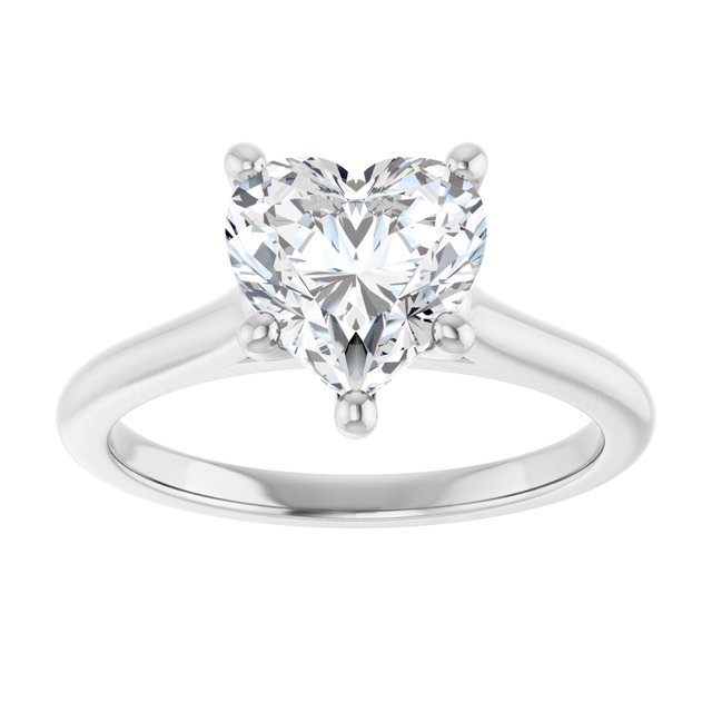 AUDREY Solitaire Heart Engagement Ring - Platinum - View 3