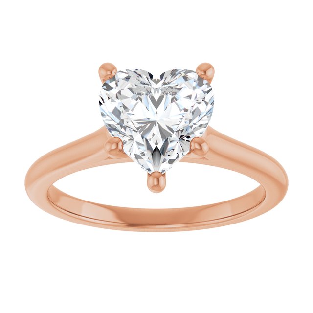 AUDREY Solitaire Heart Engagement Ring - 18K Rose Gold - View 3