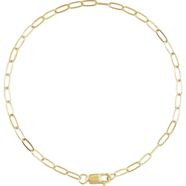 10K Yellow Gold PAPERCLIP Bracelet 2.1mm Jewelry