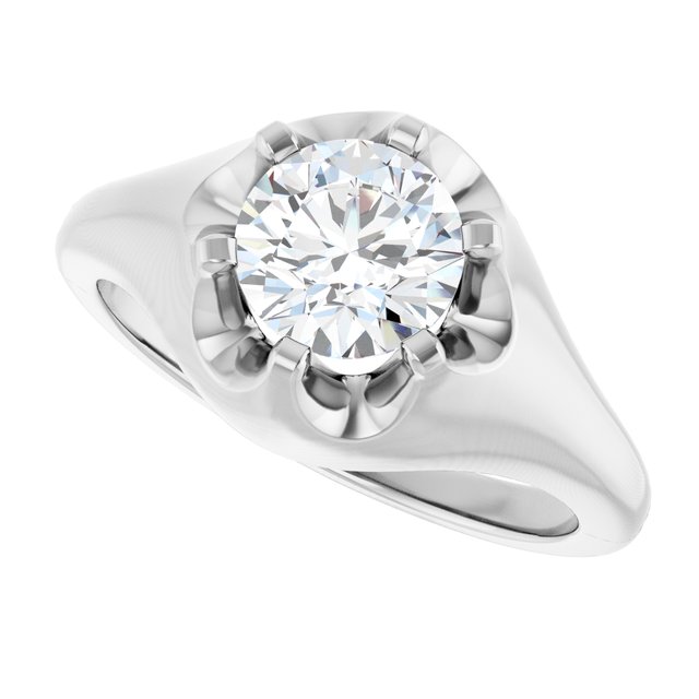 GEORGE Signet Solitaire Round Engagement Ring - Platinum - View 5