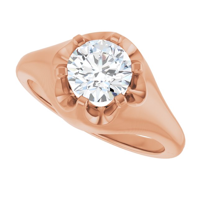 GEORGE Signet Solitaire Round Engagement Ring - 18K Rose Gold - View 5
