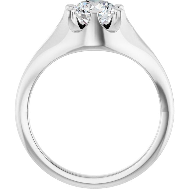 GEORGE Signet Solitaire Round Engagement Ring - Platinum - View 2
