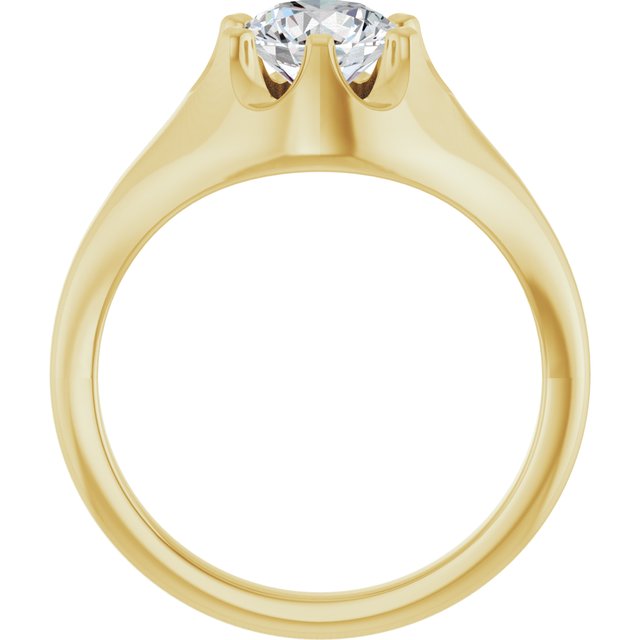 GEORGE Signet Solitaire Round Engagement Ring - 18K Yellow Gold - View 2
