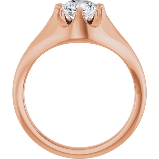 GEORGE Signet Solitaire Round Engagement Ring - 18K Rose Gold - View 2