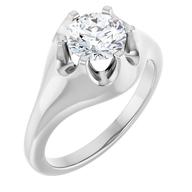 GEORGE Signet Solitaire Round Engagement Ring - Platinum - View 1