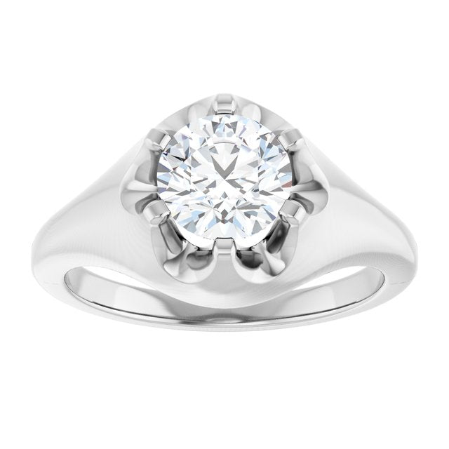 GEORGE Signet Solitaire Round Engagement Ring - Platinum - View 3