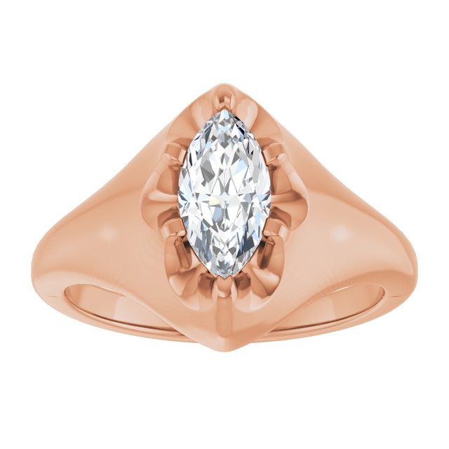 GEORGE Signet Solitaire Marquise Engagement Ring - 18K Rose Gold - View 3