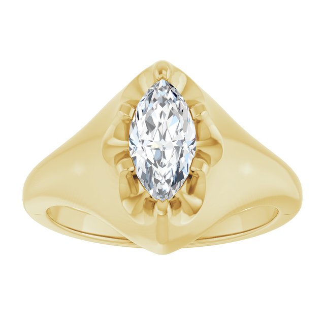GEORGE Signet Solitaire Marquise Engagement Ring - 18K Yellow Gold - View 3