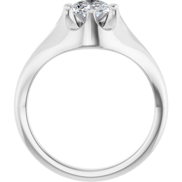 GEORGE Signet Solitaire Oval Engagement Ring - Platinum - View 2