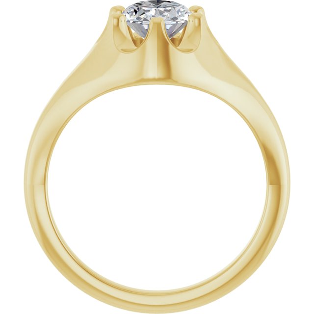 GEORGE Signet Solitaire Oval Engagement Ring - 18K Yellow Gold - View 2