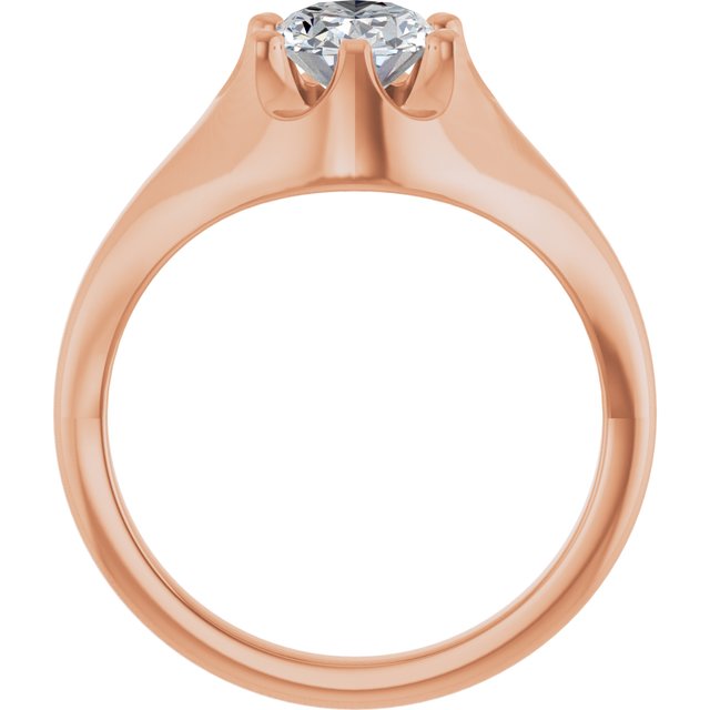 GEORGE Signet Solitaire Oval Engagement Ring - 18K Rose Gold - View 2