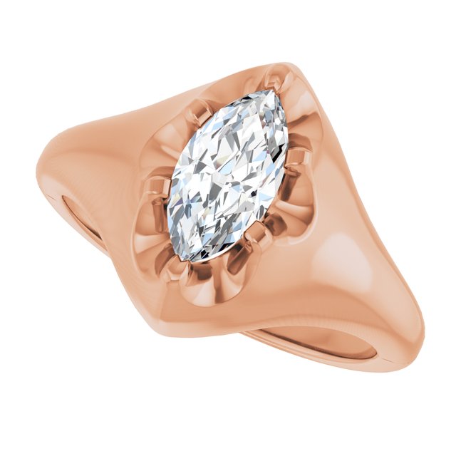GEORGE Signet Solitaire Marquise Engagement Ring - 18K Rose Gold - View 5