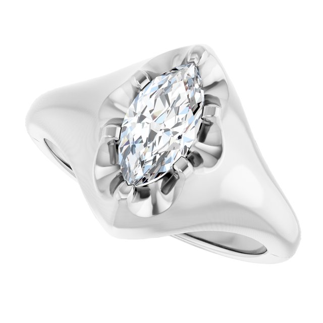 GEORGE Signet Solitaire Marquise Engagement Ring - Platinum - View 5