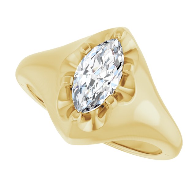 GEORGE Signet Solitaire Marquise Engagement Ring - 18K Yellow Gold - View 5