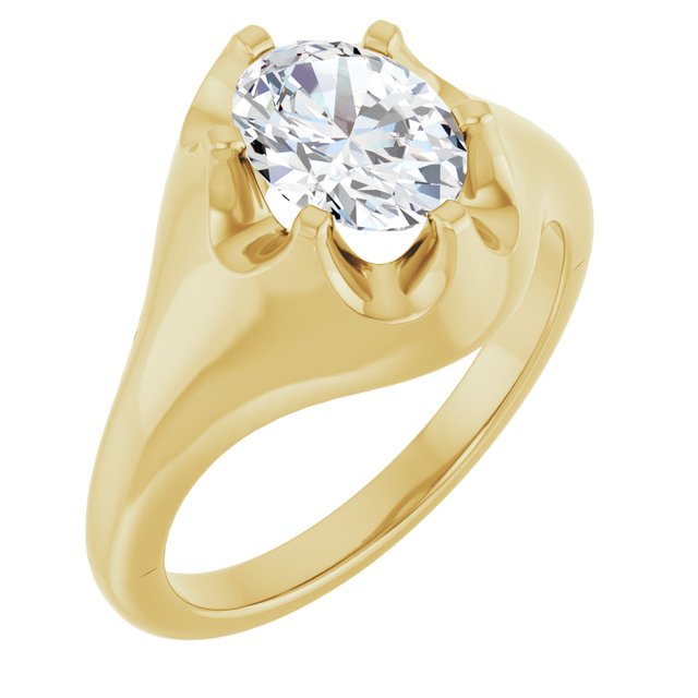 GEORGE Signet Solitaire Oval Engagement Ring - 18K Yellow Gold - View 1