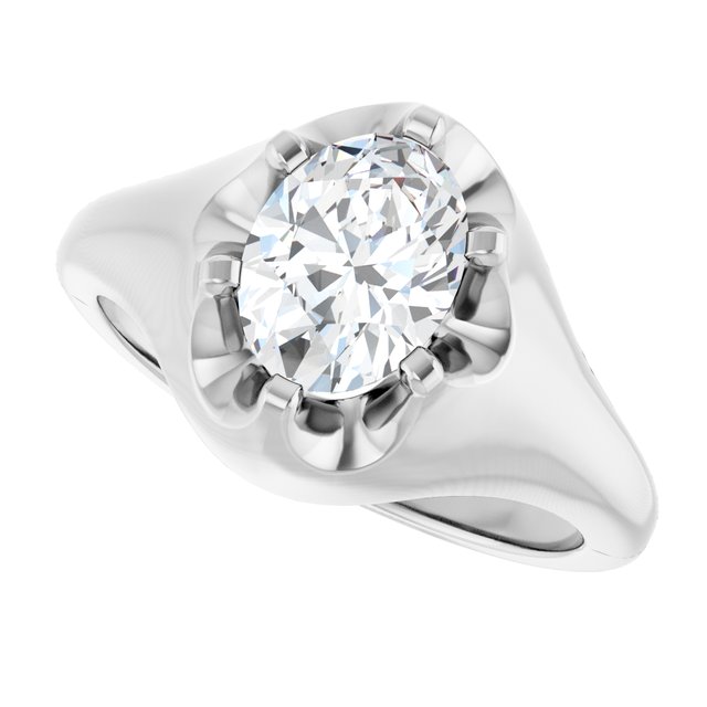 GEORGE Signet Solitaire Oval Engagement Ring - Platinum - View 5