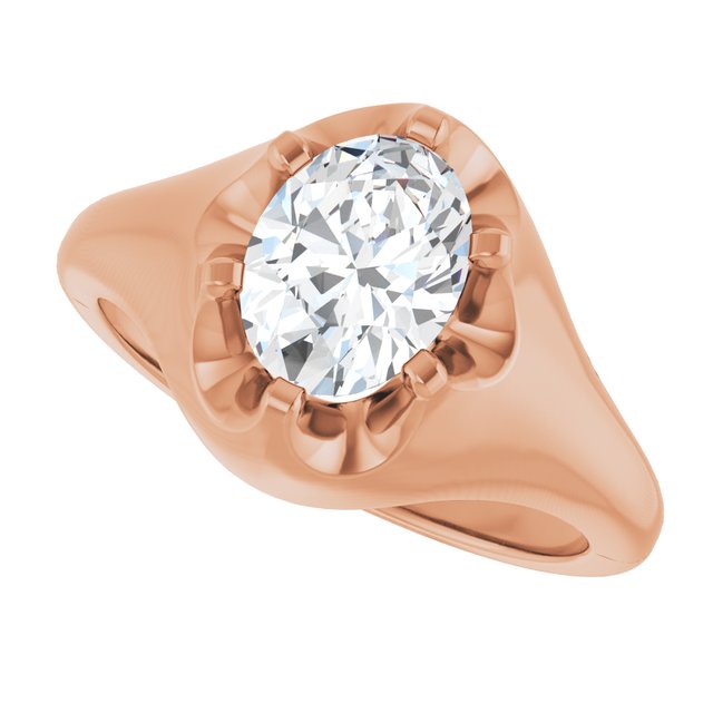 GEORGE Signet Solitaire Oval Engagement Ring - 18K Rose Gold - View 5