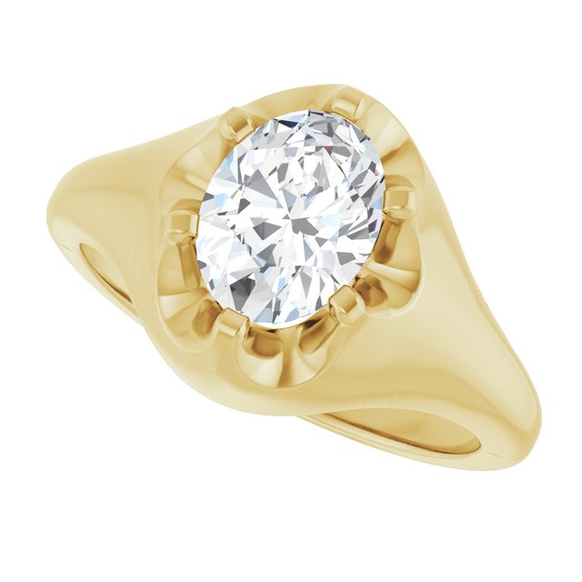GEORGE Signet Solitaire Oval Engagement Ring - 18K Yellow Gold - View 5