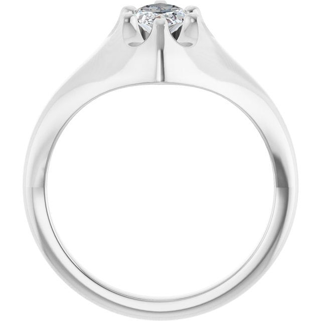 GEORGE Signet Solitaire Marquise Engagement Ring - Platinum - View 2