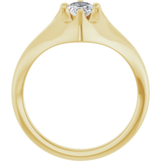 GEORGE Signet Solitaire Marquise Engagement Ring - 18K Yellow Gold - View 2