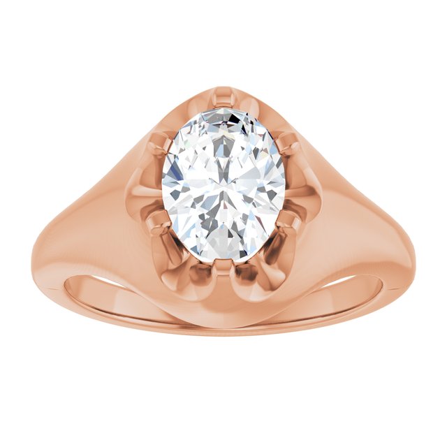 GEORGE Signet Solitaire Oval Engagement Ring - 18K Rose Gold - View 3