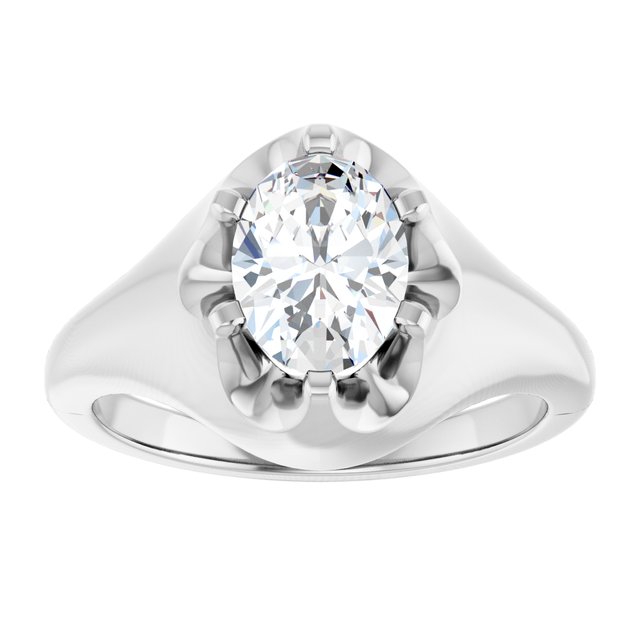 GEORGE Signet Solitaire Oval Engagement Ring - Platinum - View 3
