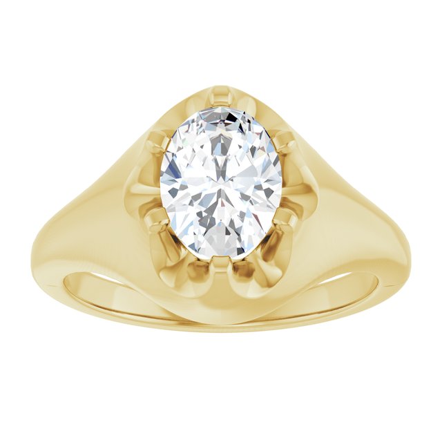 GEORGE Signet Solitaire Oval Engagement Ring - 18K Yellow Gold - View 3