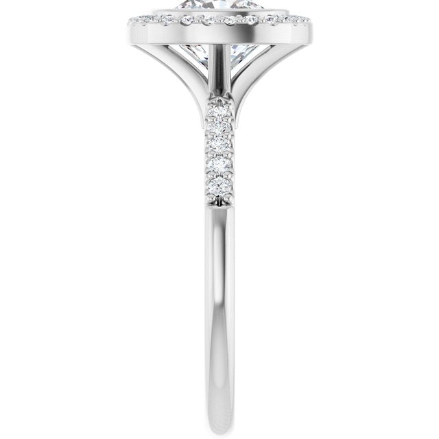 LEA Bezel Halo Cushion Engagement Ring with Shoulder Diamonds - Platinum - View 4