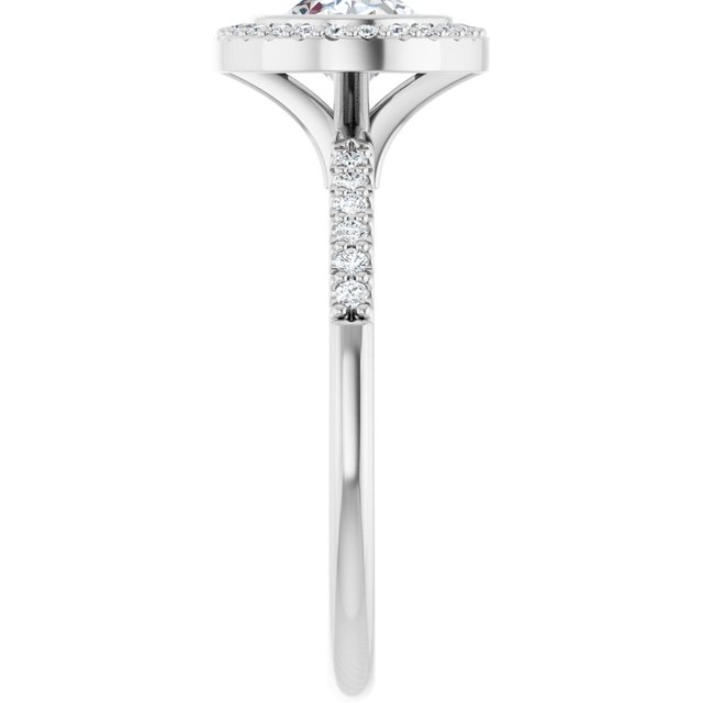 LEA Bezel Halo Oval Engagement Ring with Shoulder Diamonds - Platinum - View 4