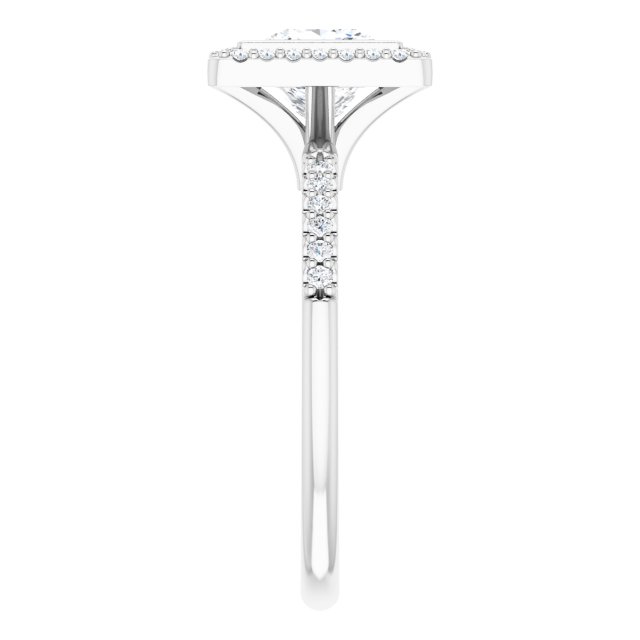 LEA Bezel Halo Square Engagement Ring with Shoulder Diamonds - Platinum - View 4