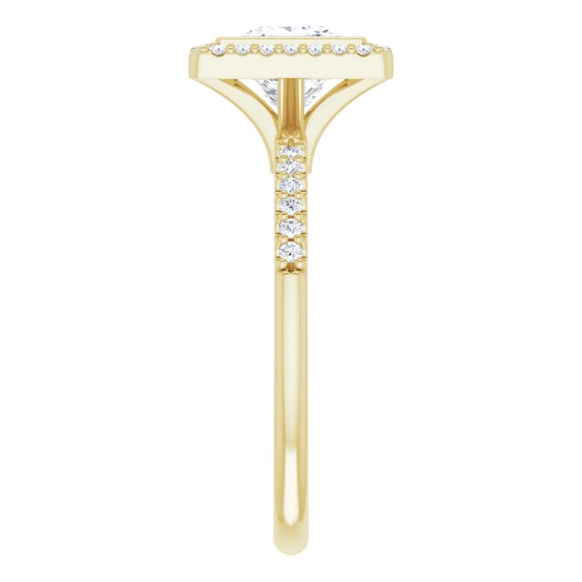 LEA Bezel Halo Square Engagement Ring with Shoulder Diamonds - 18K Yellow Gold - View 4