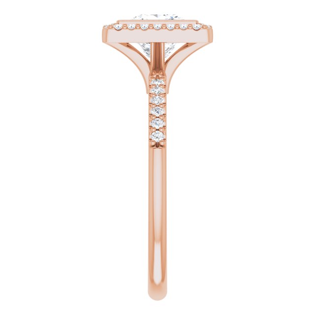 LEA Bezel Halo Square Engagement Ring with Shoulder Diamonds - 18K Rose Gold - View 4