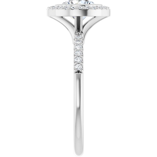 LEA Bezel Halo Round Engagement Ring with Shoulder Diamonds - Platinum - View 4