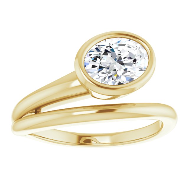 CAMILLA Bezel Solitaire Oval Engagement Ring - 18K Yellow Gold - View 3