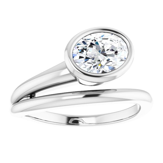 CAMILLA Bezel Solitaire Oval Engagement Ring - Platinum - View 3