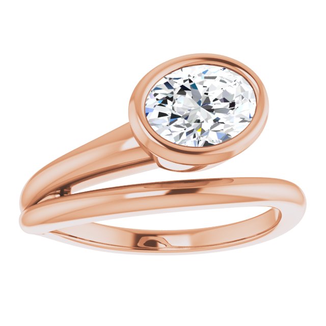 CAMILLA Bezel Solitaire Oval Engagement Ring - 18K Rose Gold - View 3