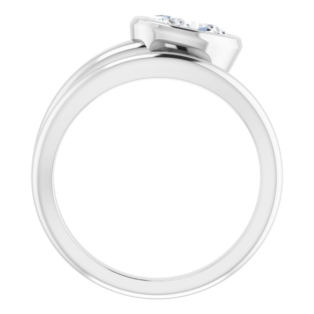 CAMILLA Bezel Solitaire Oval Engagement Ring - Platinum - View 2