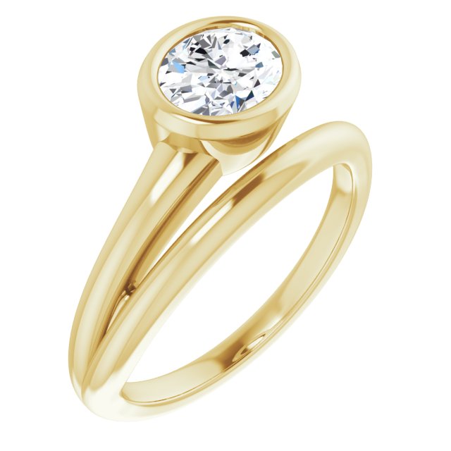 CAMILLA Bezel Solitaire Oval Engagement Ring - 18K Yellow Gold - View 1