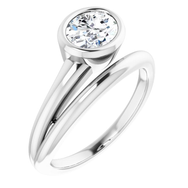 CAMILLA Bezel Solitaire Oval Engagement Ring - Platinum - View 1